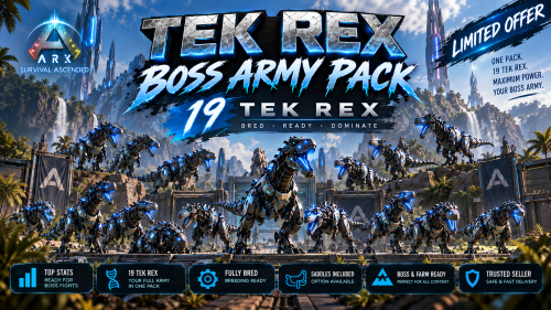 BOSS Tek Rex Army (19 Adult Tek Rex TOP STAT) + 1 Yuty